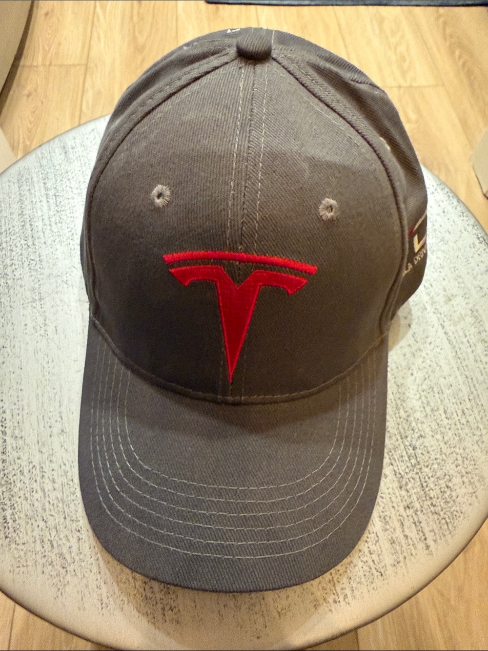 Tesla Gray Cap with Red Tesla Logo